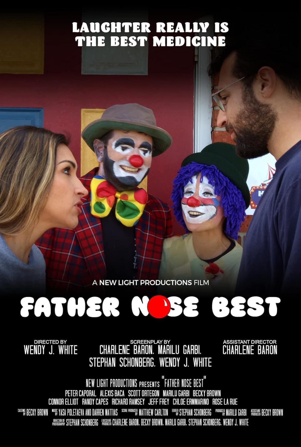 Official poster for Father Nose Best, a 2024 comedic short co-written by Marilu Garbi
